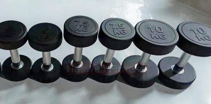 d1101l rubber coated round head dumbbell (2.5 ~ 50kgs +2.5 kgs)